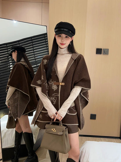 Bur NEW wool cape coat