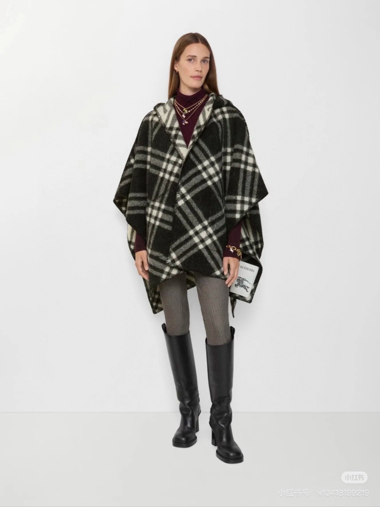 Bur NEW Cashmere hooded cape