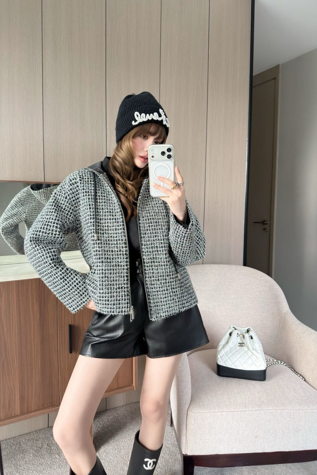 Chan NEW Hooded Tweed Coat