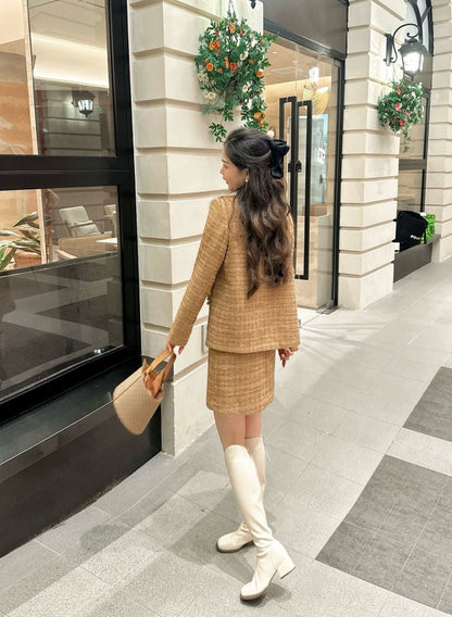 Chan NEW Woven jacket and skirt set