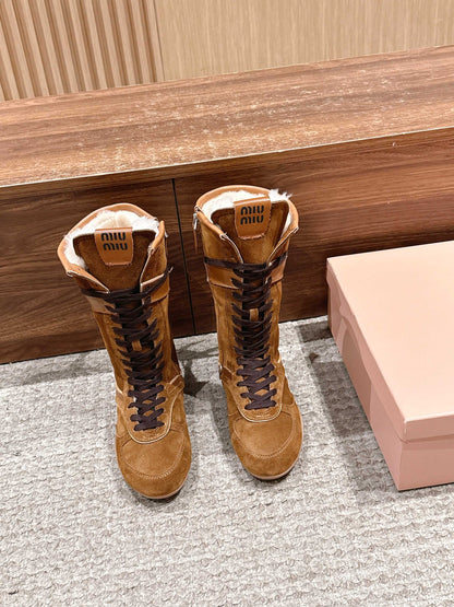 Miu NEW wool boxing boots