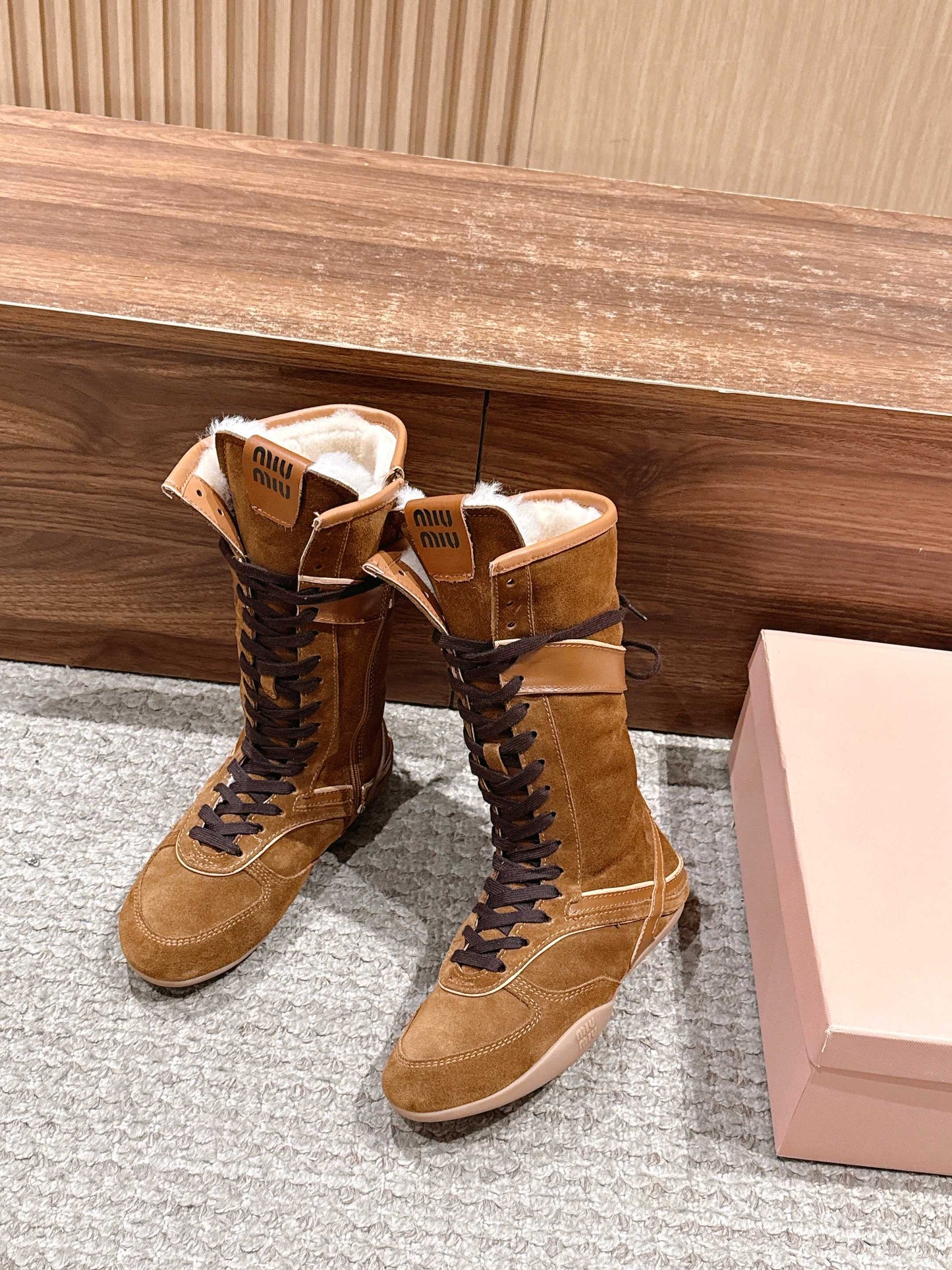Miu NEW wool boxing boots
