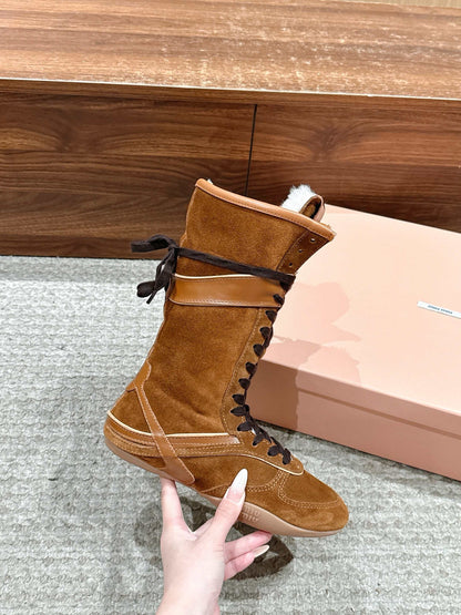 Miu NEW wool boxing boots