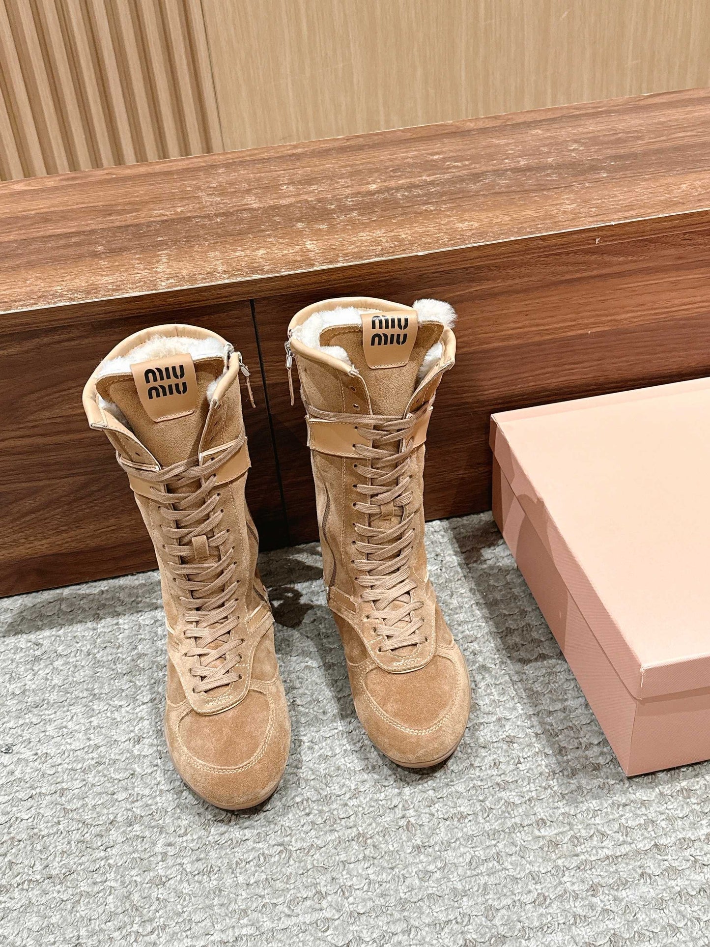 Miu NEW wool boxing boots