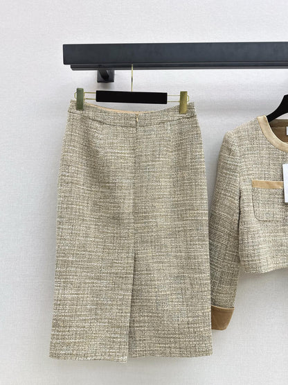 Chan NEW woven jacket and skirt suit