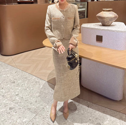 Chan NEW woven jacket and skirt suit