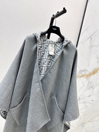 Fend NEW Wool Shawl Hooded Cape