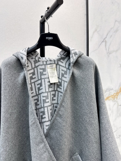 Fend NEW Wool Shawl Hooded Cape