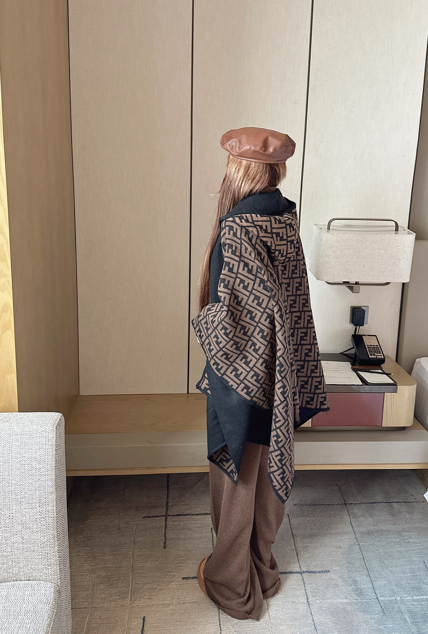 Fend NEW Wool Shawl Hooded Cape