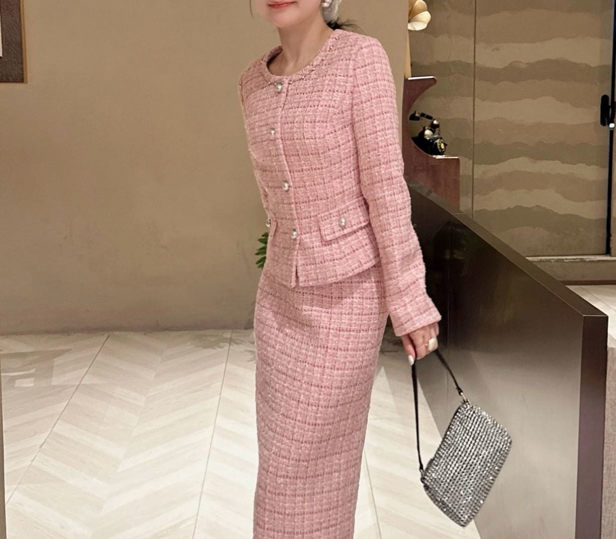 Chan NEW Woven coat and skirt set