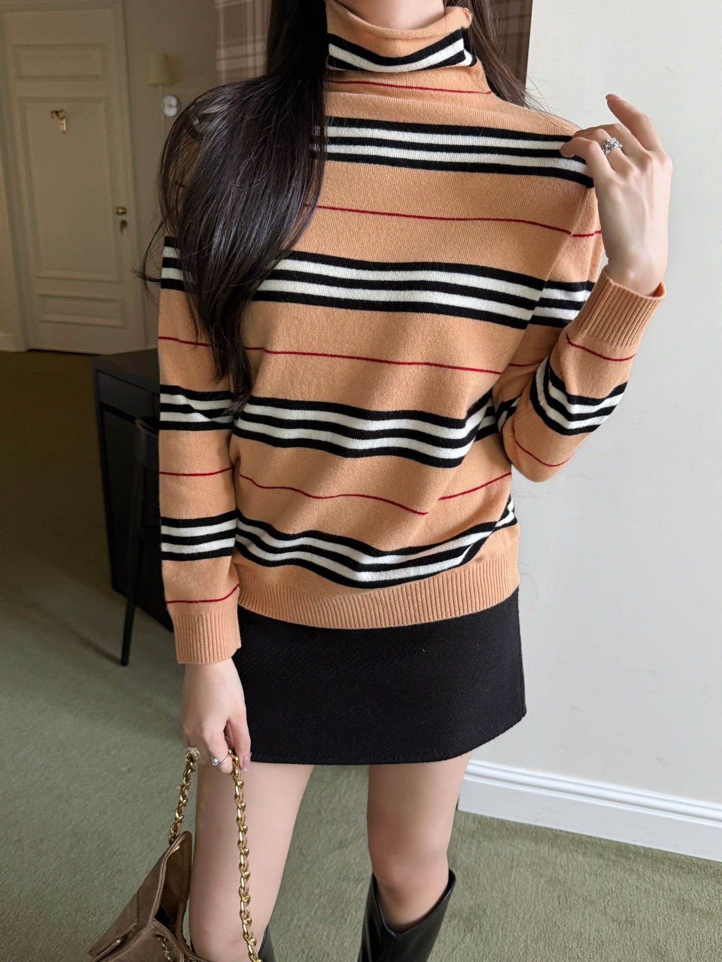 Bur NEW Striped turtleneck base layer