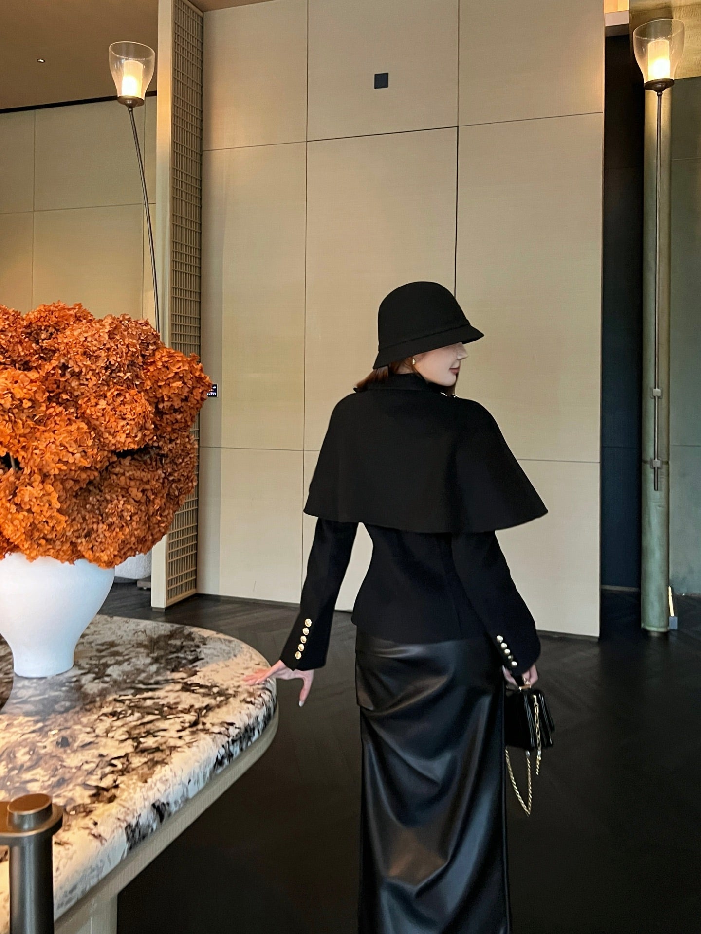 Loro NEW Double-faced wool cape coat