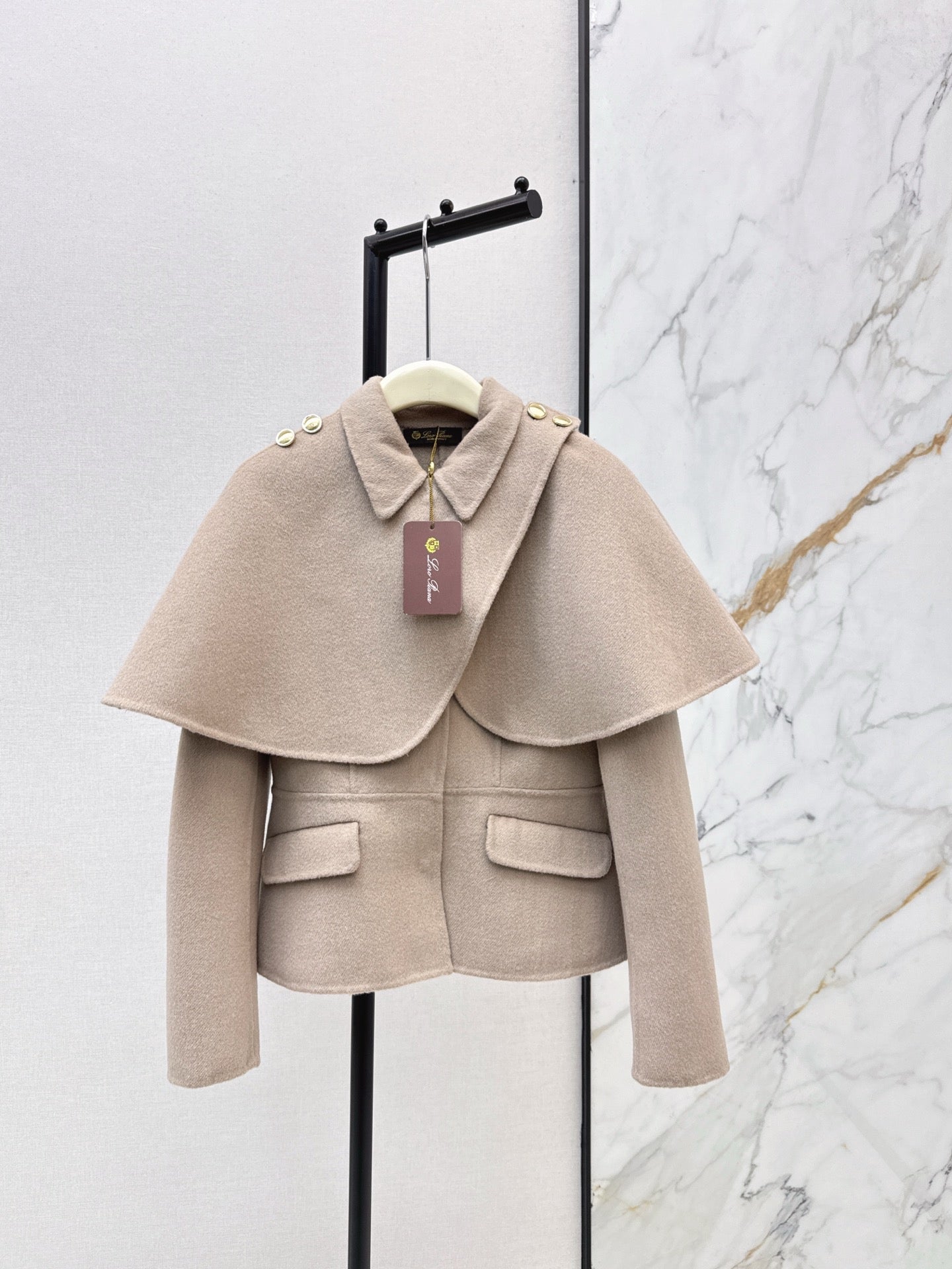 Loro NEW Double-faced wool cape coat