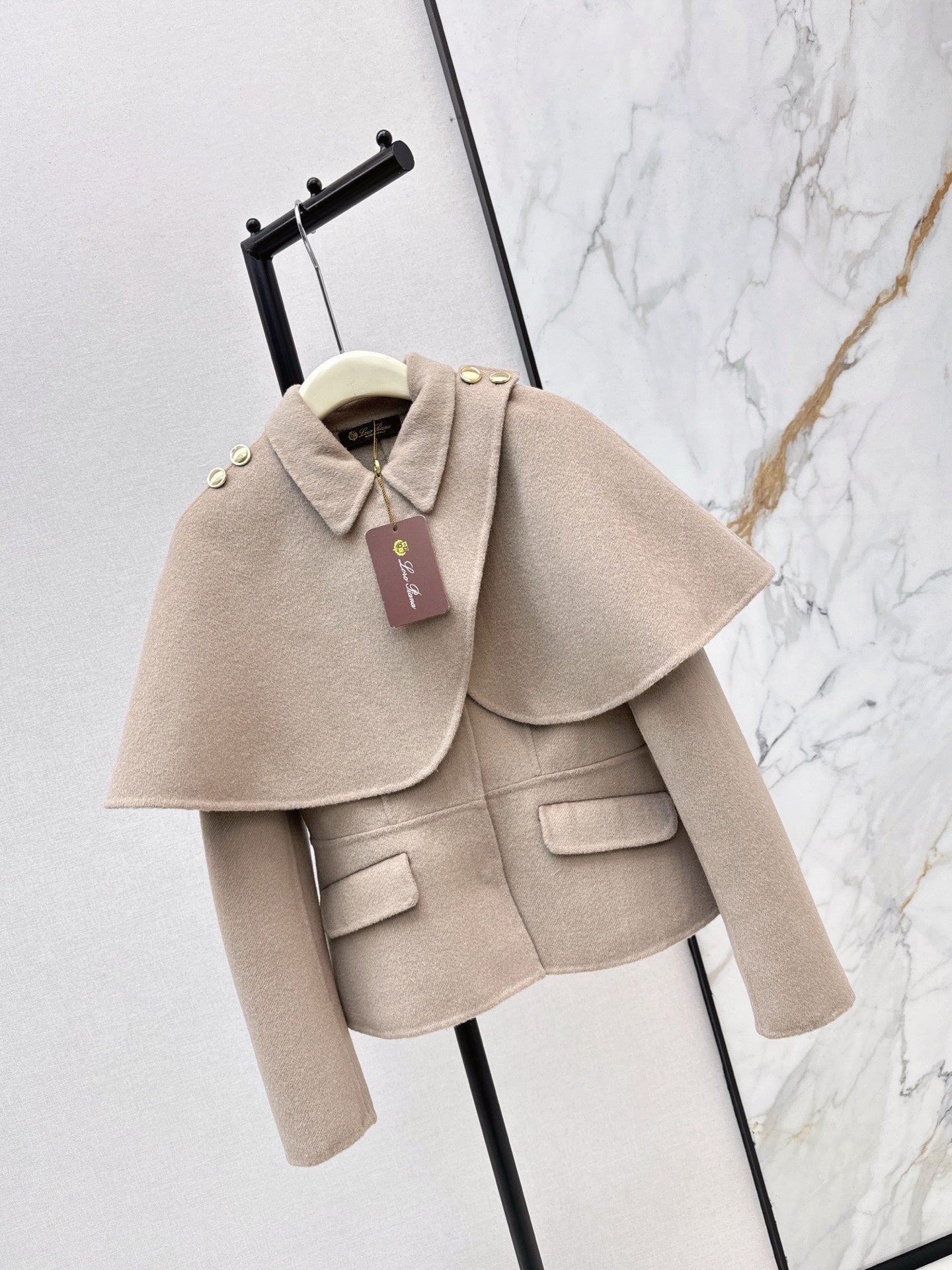 Loro NEW Double-faced wool cape coat