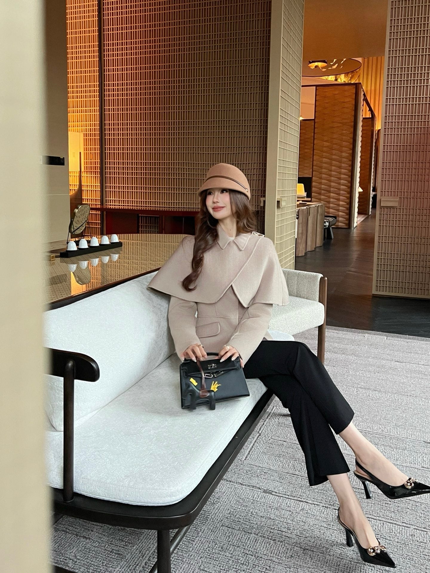 Loro NEW Double-faced wool cape coat