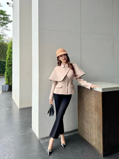 Loro NEW Double-faced wool cape coat