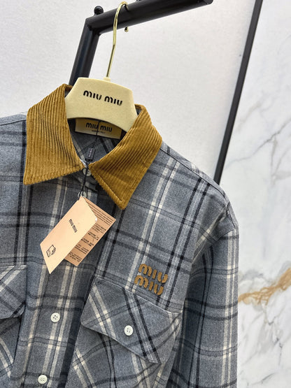 Miu NEW plaid shirt dress
