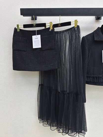 Chan NEW woven skirt and mesh skirt set